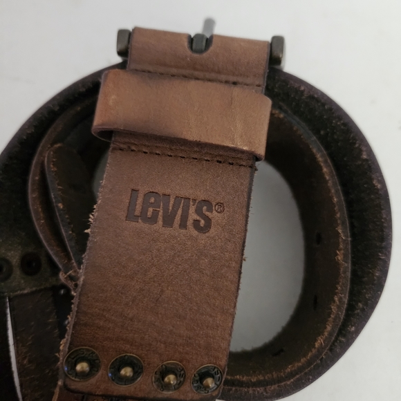 Levis Womens Sz L Brown Leather Belt Embossed Boho Tooled Floral Pattern main image 5